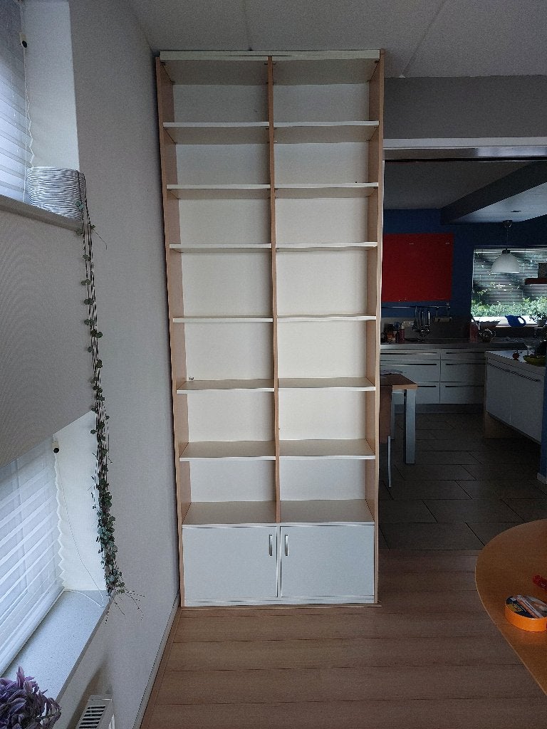 boekenkast beuken ombouw met witte planken, Ophalen, Met deur(en), 100 tot 150 cm, 200 cm of meer