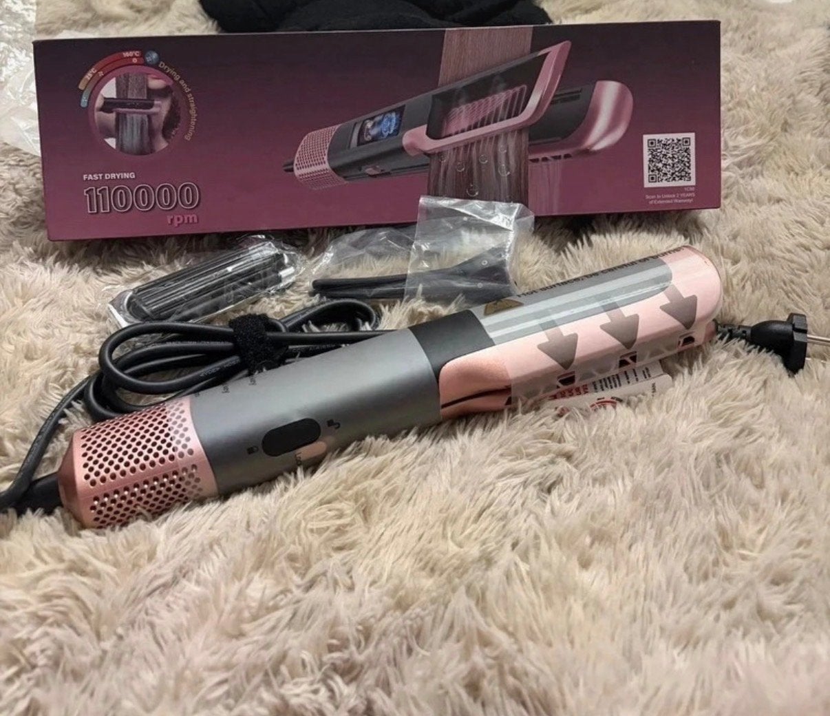 2-in-1 Haarstyler: Föhnen & Stijlen (Rosé/Zwart), Ophalen of Verzenden, Nieuw, Krultang of Stijltang