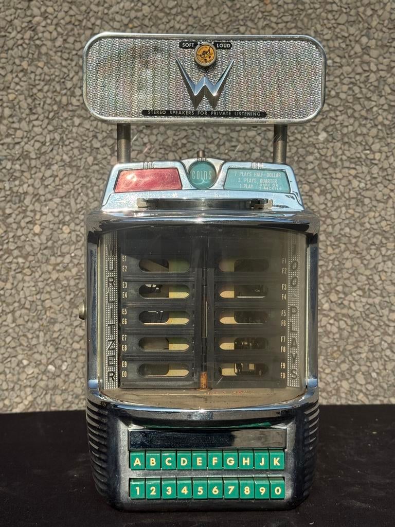 WALLBOX: Wurlitzer model 5200 met een model 5121 speaker, Verzamelen, Automaten | Jukeboxen, Ophalen, Gebruikt, 1950 tot 1960