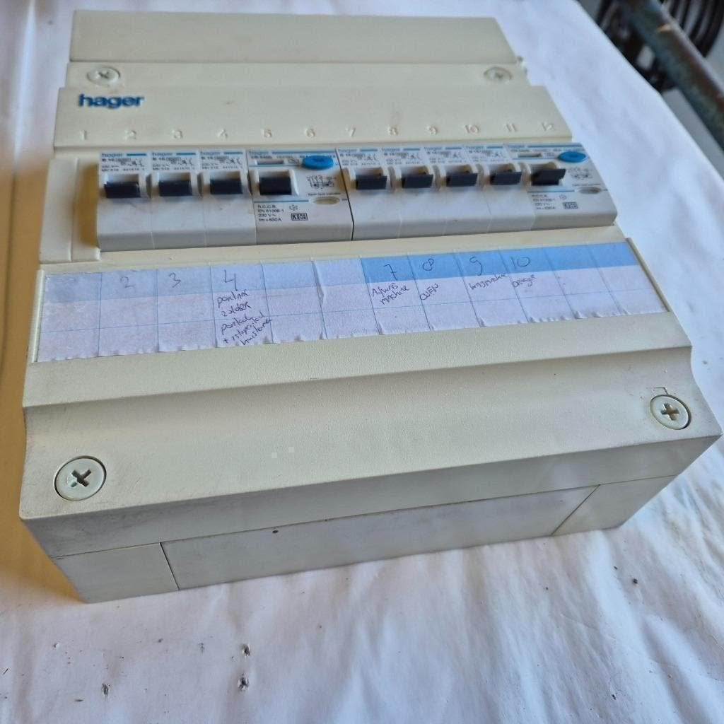 HAGER groepenkast met 2x aardlek +7x B16 installatieautomaat, Ophalen of Verzenden, Gebruikt