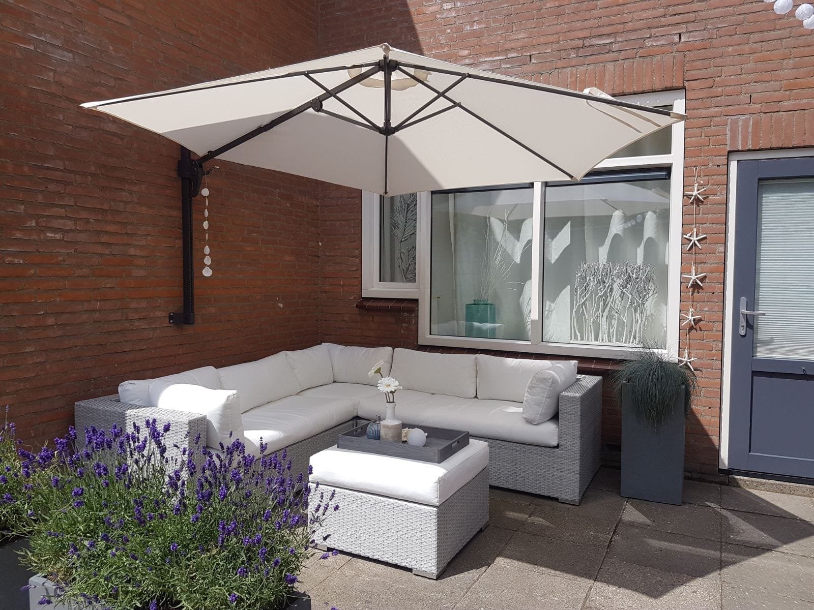 Muurparasol Handson Mural diameter 3m ecru Nieuw!!, Tuin en Terras, Ophalen, Nieuw, Muurparasol