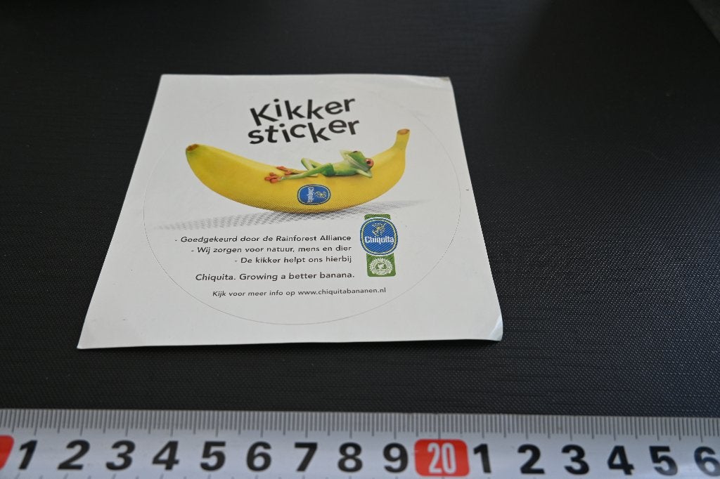 sticker chiquita bananen kikker rainforest alliance, Verzamelen, Ophalen, Zo goed als nieuw
