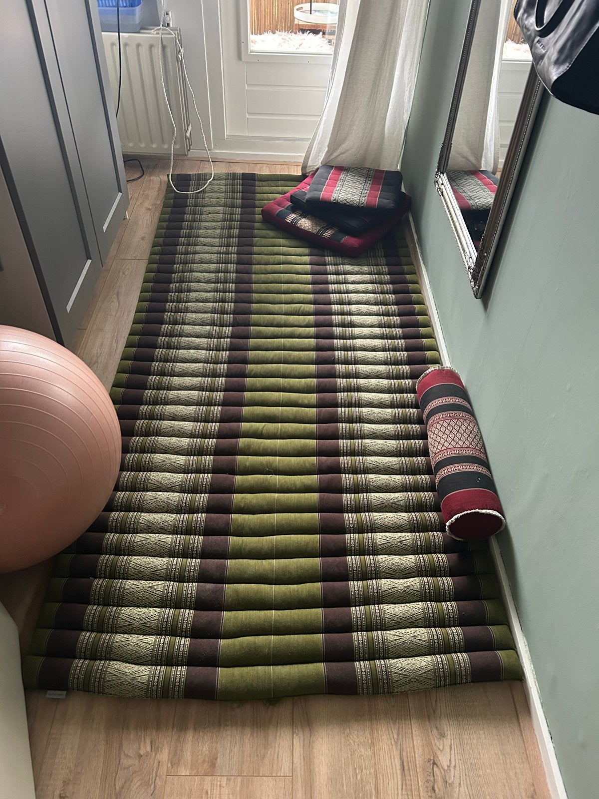 Thaise matras/vouwmatras - Groen/Bruin, Ophalen, Gebruikt, 50 tot 100 cm, 150 tot 200 cm