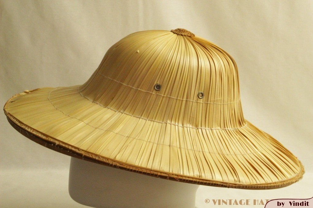 Vintage rimboe Jungle Safari hoed stro 59-60 totaal 3 stuks, Ophalen of Verzenden, Gedragen, Overige maten, Accessoires