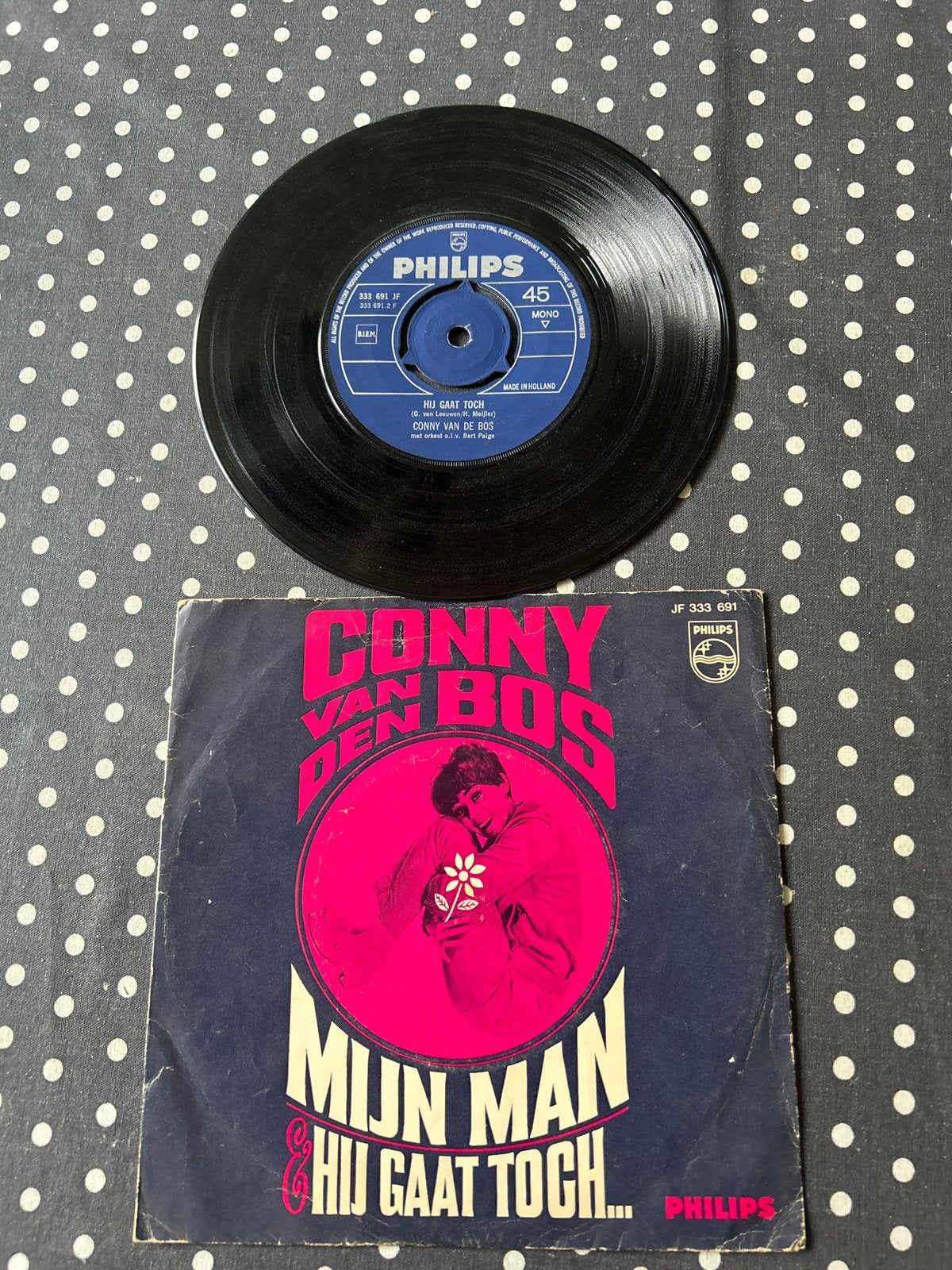 Conny van den Bos - Mijn Man / Hij Gaat Toch... (Single), Cd's en Dvd's, Ophalen, Gebruikt, 7 inch, Fotohoes