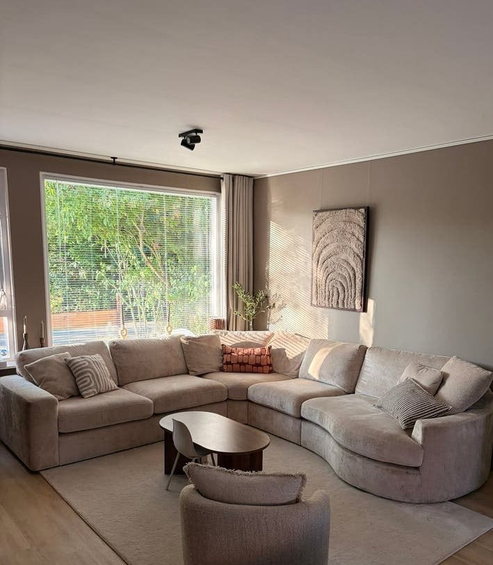 Ogranische hoekbank incl draaifauteuil, Huis en Inrichting, Ophalen, 125 cm of meer, Zo goed als nieuw, Stof