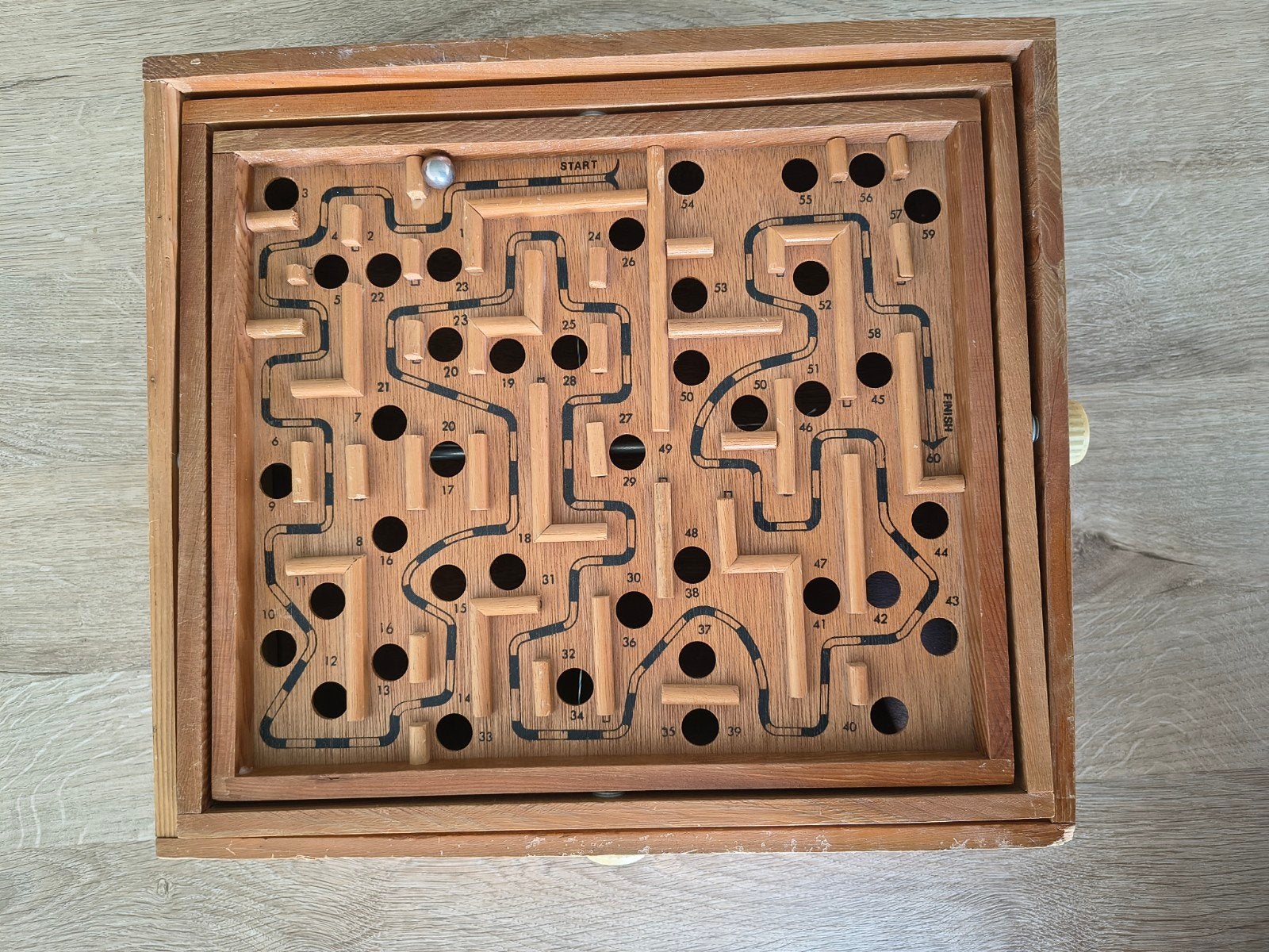 Vintage Houten Labyrint Spel - Klassiek Balansspel, Een of twee spelers, Ophalen of Verzenden, Gebruikt, Onbekend