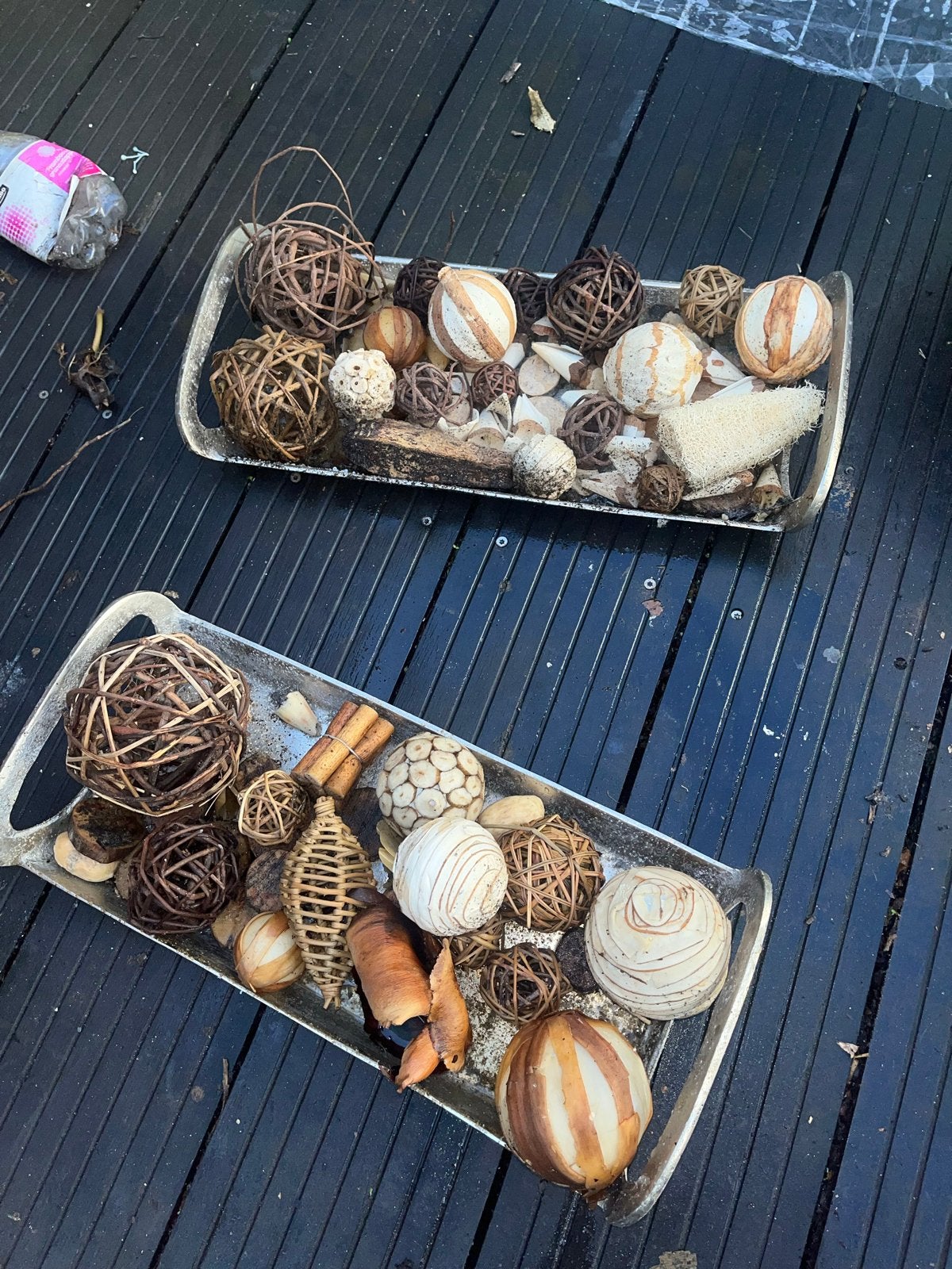 Decoratieve schaal met natuurlijke decoratie, Huis en Inrichting, Woonaccessoires | Overige, Ophalen, Gebruikt, Landelijk, Natuurlijk materiaal