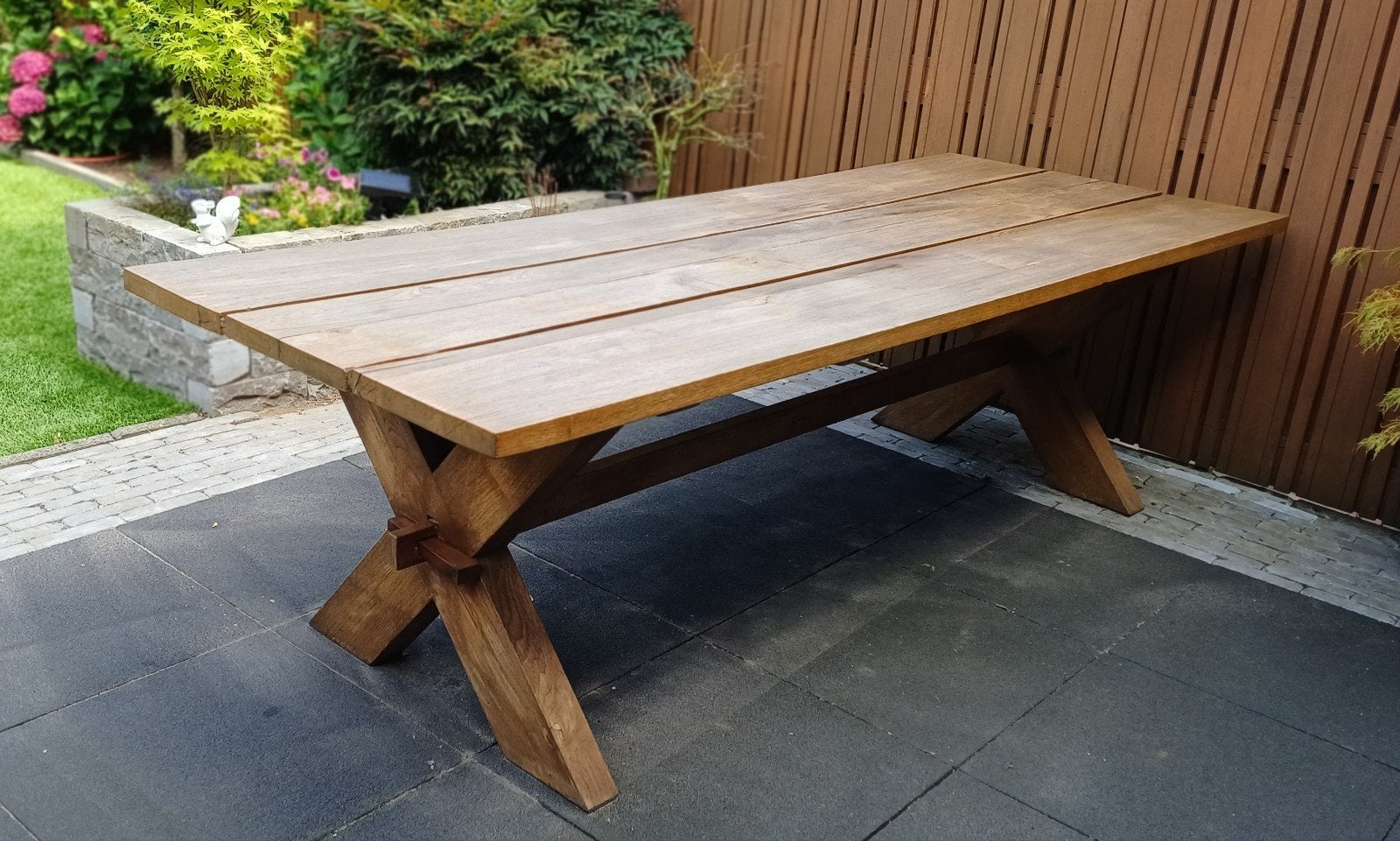 Massieve Teakhouten Tuintafel 250x100 - Goed Onderhouden, Tuin en Terras, Tuintafels, Ophalen, Gebruikt, Rechthoekig, Teakhout