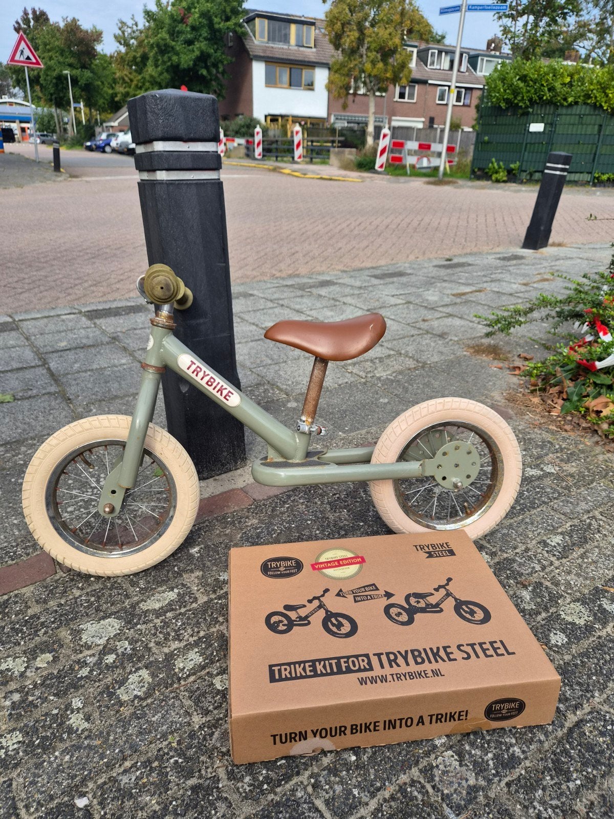 Trybike Steel loopfiets met optionele driewieler kit, Ophalen, Zijwieltjes, Trybike, 16 tot 20 inch