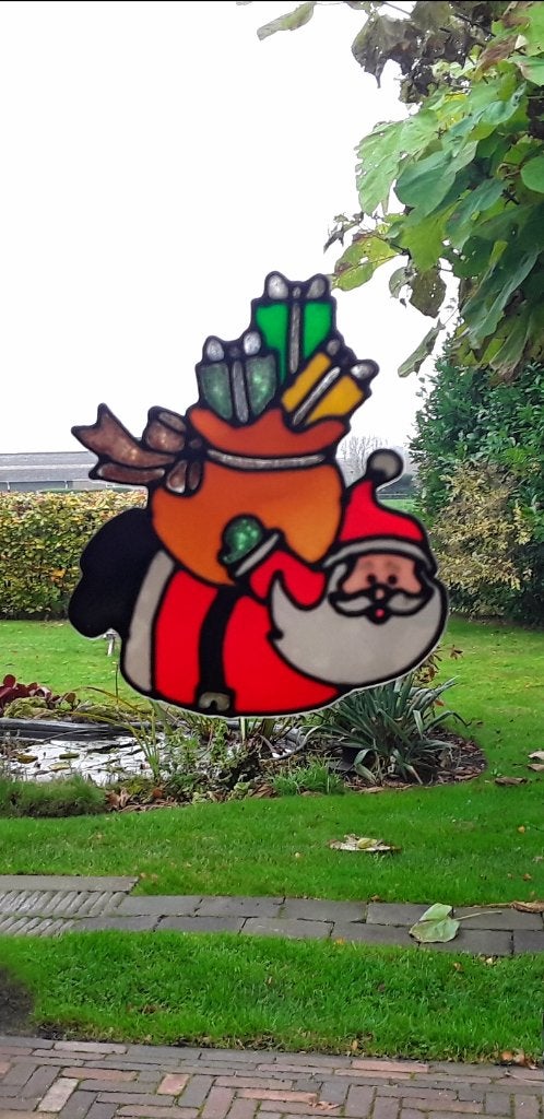 Herbruikbare raamsticker kerstman vinyl - kerstdecoratie, Diversen, Ophalen of Verzenden, Gebruikt