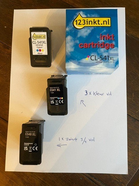 Canon 3 volle kleur-cartridges CL541 XL, Computers en Software, Printers, Ophalen of Verzenden, Zo goed als nieuw