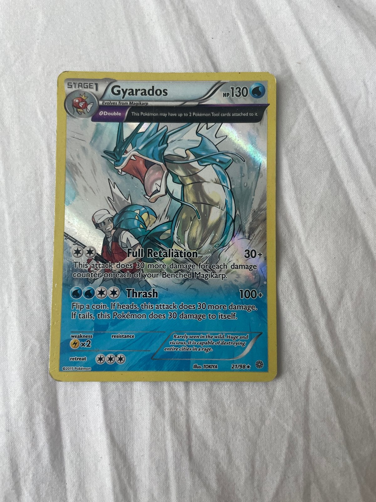 Gyarados Pokémon Kaart 21/98- holo, Hobby en Vrije tijd, Verzamelkaartspellen | Pokémon, Ophalen of Verzenden, Zo goed als nieuw