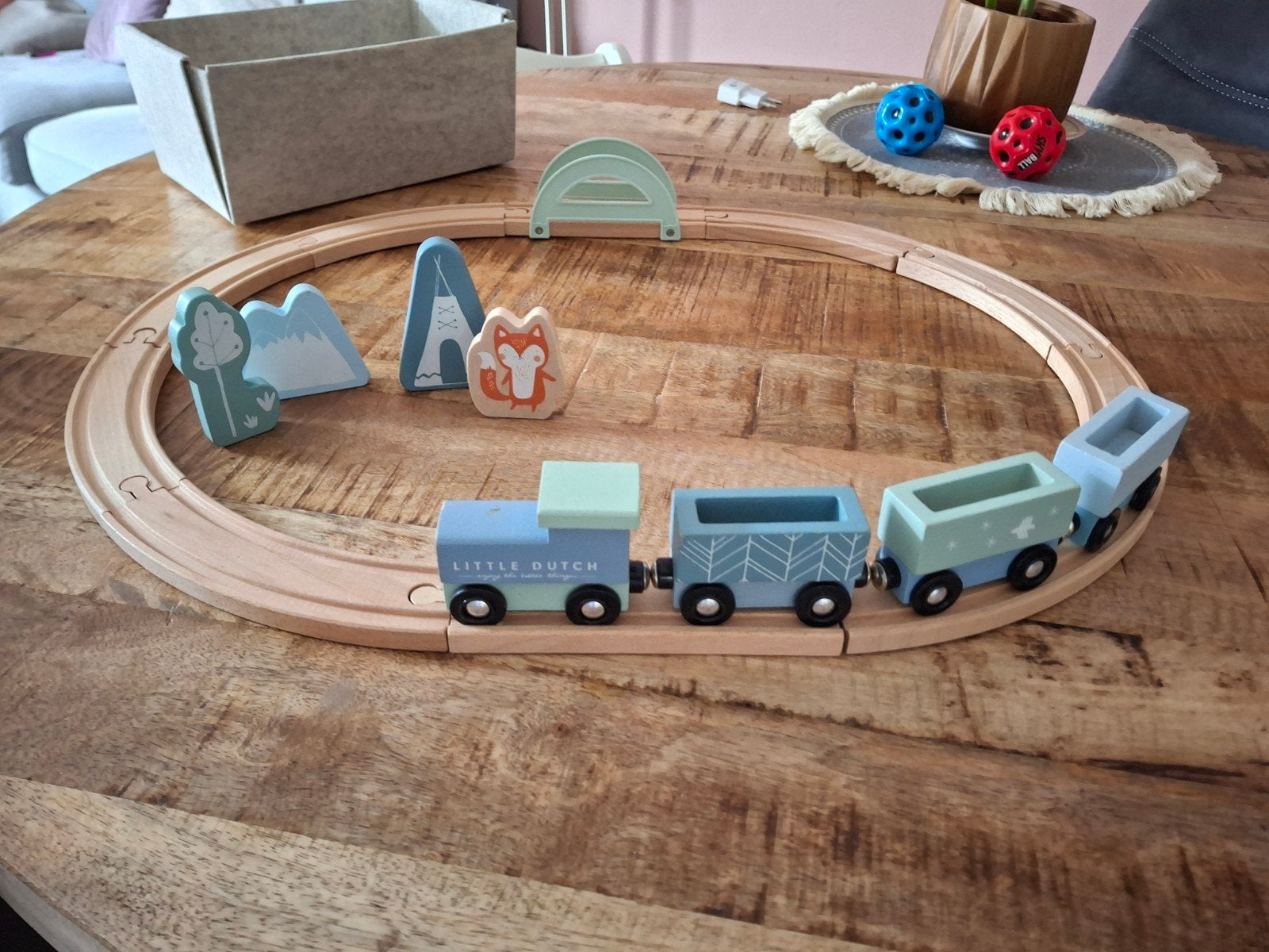 Little Dutch Houten Treinbaan met Trein en Accessoires, Ophalen of Verzenden, Zo goed als nieuw