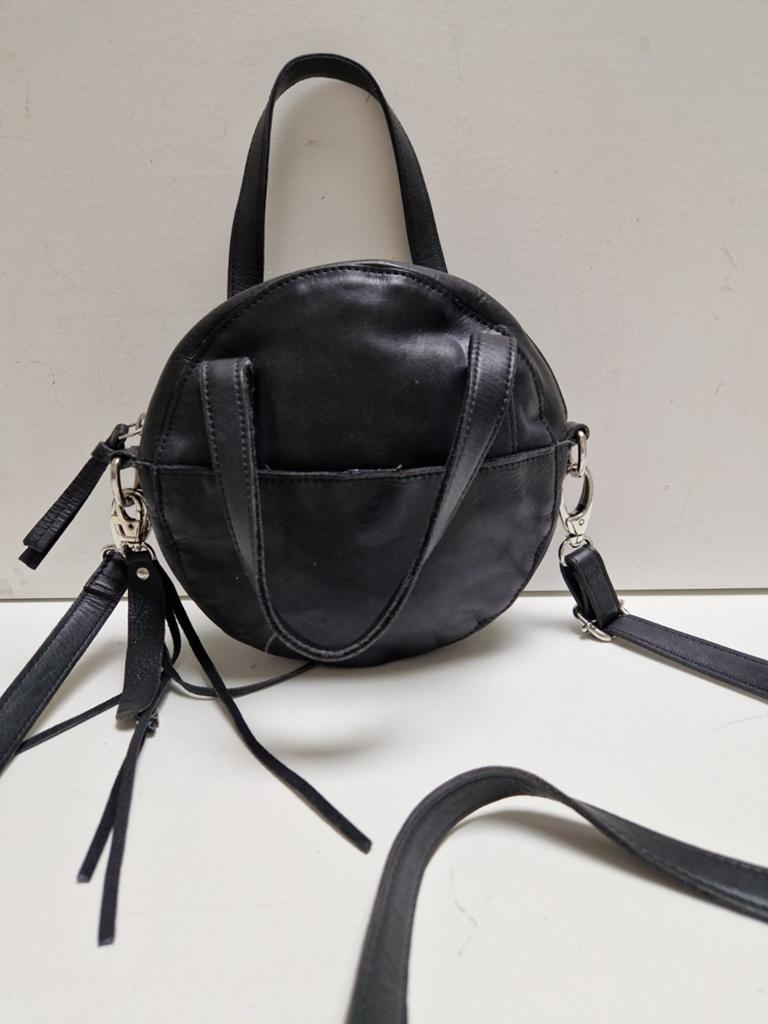 Legend leren ronde tas - perfecte kwaliteit, Sieraden, Tassen en Uiterlijk, Ophalen of Verzenden, Zo goed als nieuw, Zwart, Schoudertasje