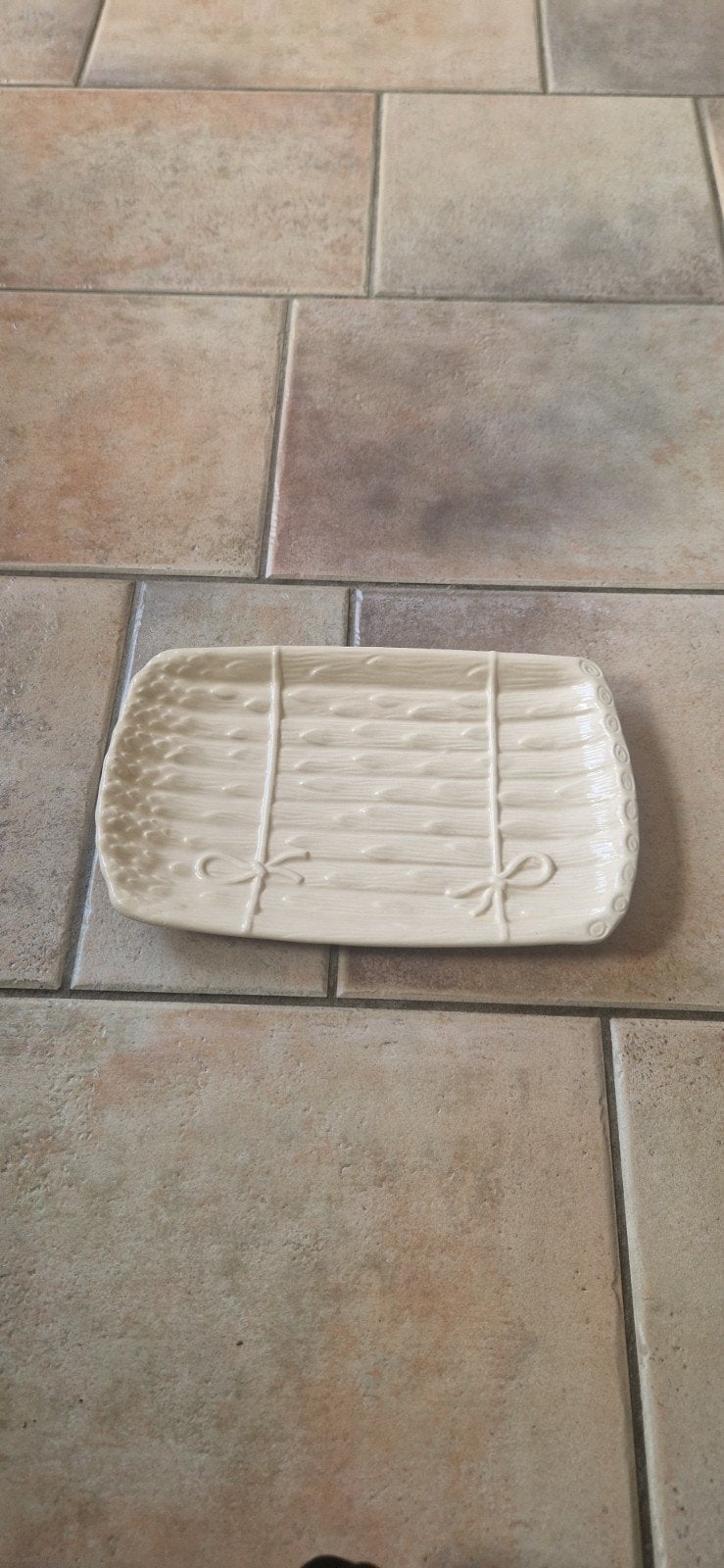 Vintage aspergeschaal van keramiek, Huis en Inrichting, Keuken | Servies, Ophalen, Keramiek, Overige stijlen, Schaal of Schalen