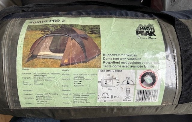 2 persoons Bonito Pro 2 High Peak koepeltent, Ophalen of Verzenden, Zo goed als nieuw, Tot en met 2