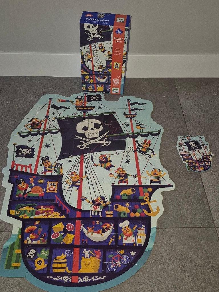Djeco piraten puzzel 36 stukjes, Ophalen of Verzenden, Meer dan 50 stukjes, Gebruikt, 4 tot 6 jaar