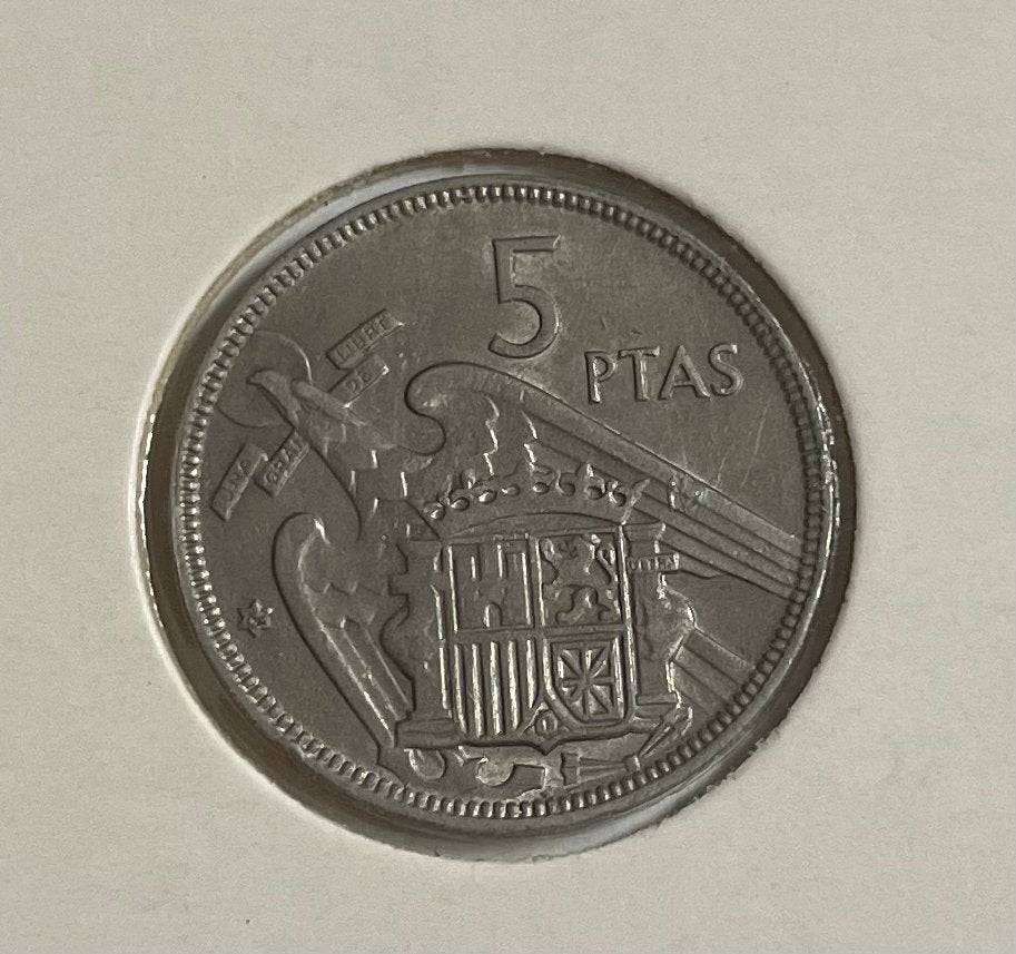 5 pesetas Spanje 1957, Ophalen of Verzenden, Overige landen