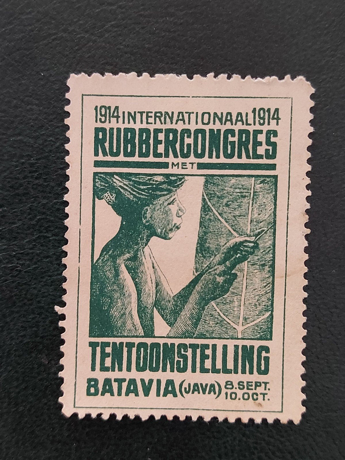 Sluitzegel Rubbercongres Tentoonstelling Batavia 1914, Verzamelen, Verzenden, Gebruikt, Overige typen