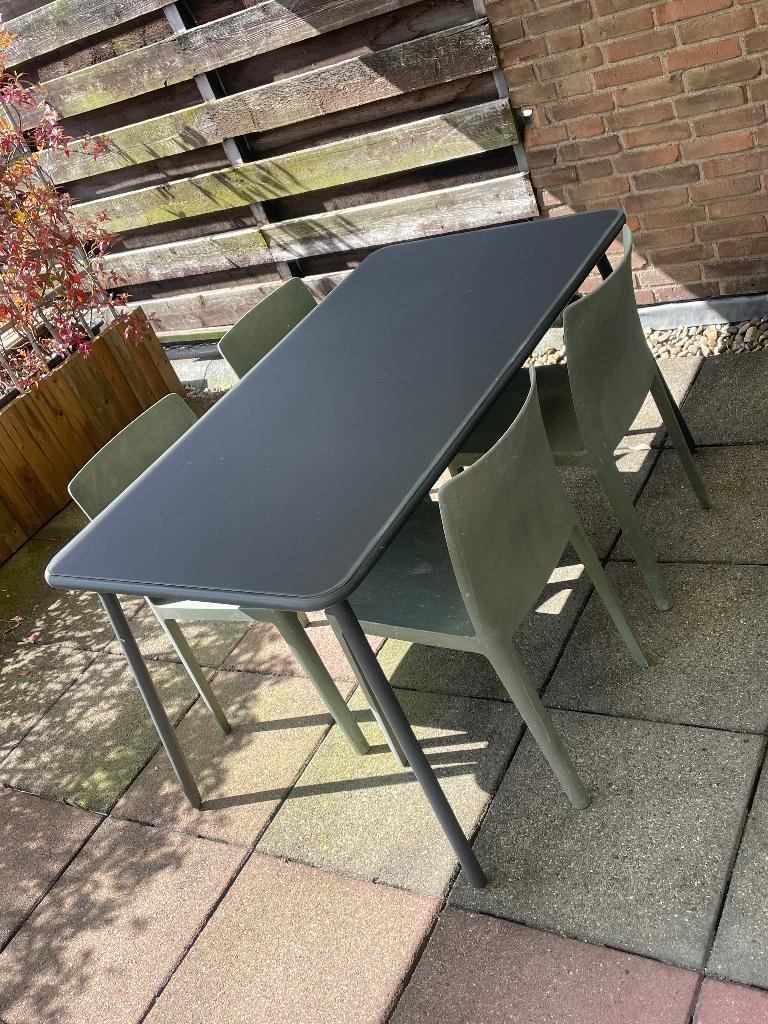 Tuinset 4x HAY Elementaire stoel + tuintafel, Ophalen, Gebruikt, Tuinset, Eettafel