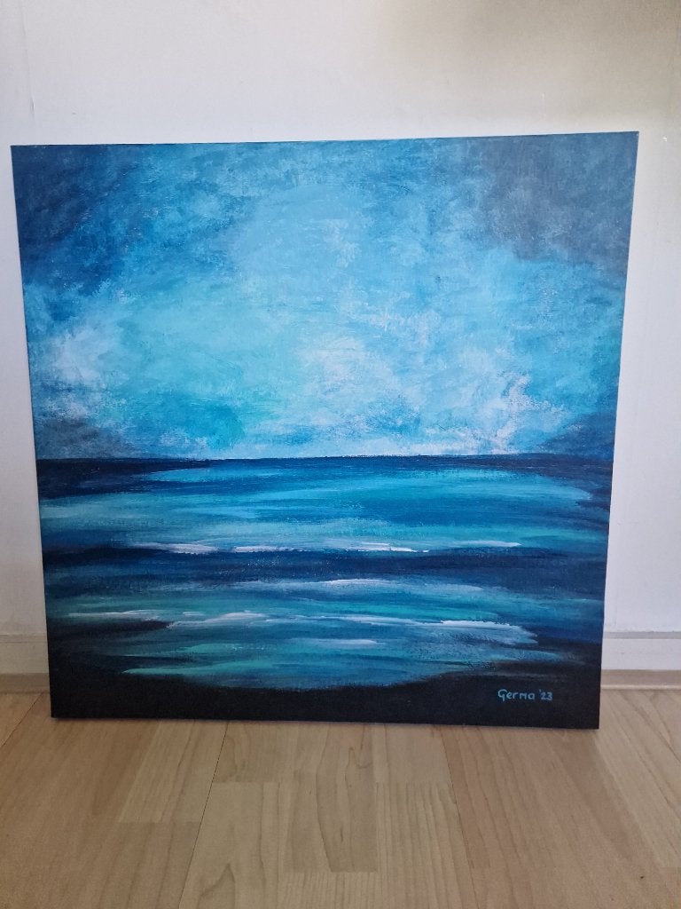 abstract schilderij , zelf geschilderd op doek met acryl, Ophalen