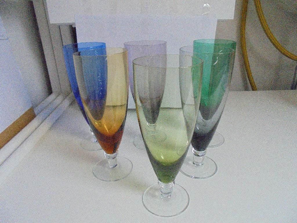 Glazen Bierglazen 6 stuks retro vintage Max Verboeket, Antiek en Kunst, Antiek | Glas en Kristal, Ophalen