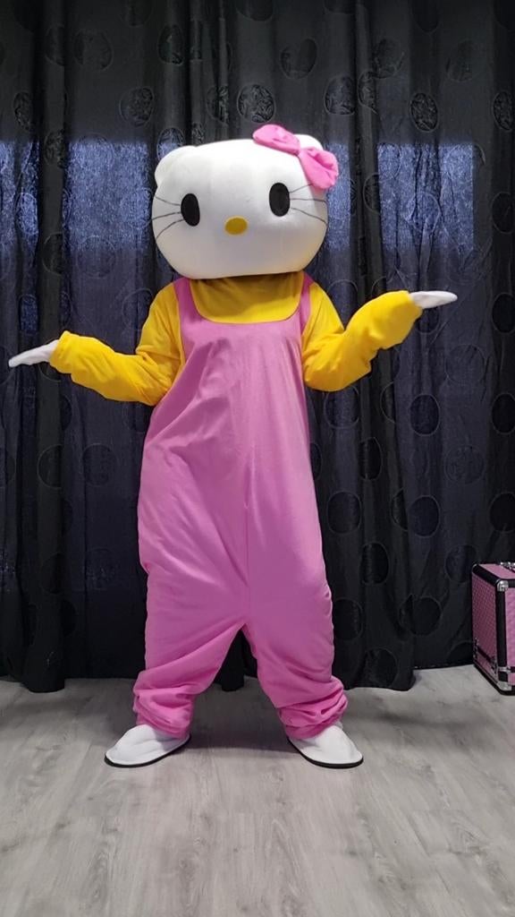 Te huur Hello Kitty Mascotte Kostuum Maat L, Ophalen of Verzenden, Zo goed als nieuw, Pak of Jurk