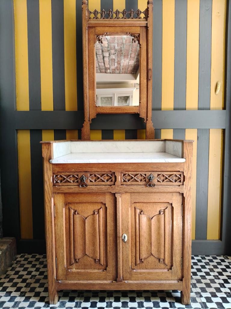 Antiek wasmeubel, toilet kast, halkast, make-up kast., Ophalen