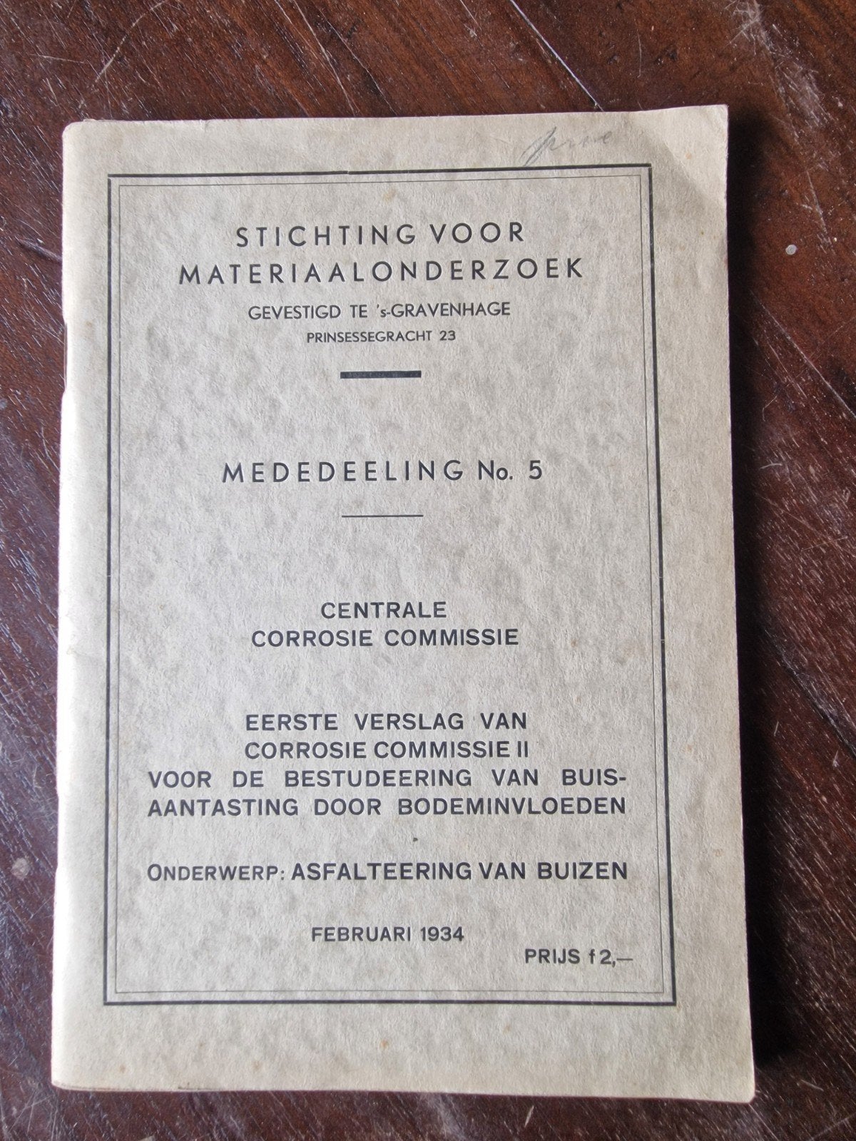 Asfaltering van Buizen - Corrosie Commissie 1934, Boeken, Ophalen of Verzenden, Gelezen, Overige onderwerpen, Stichting voor Materiaalonderzoek