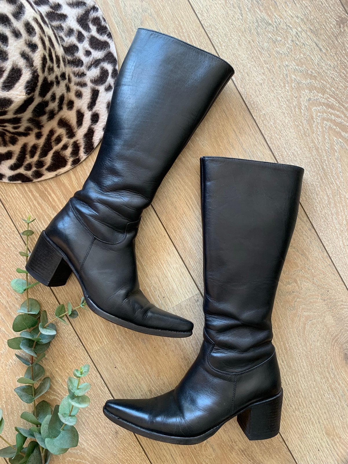 Sendra retro boots blokhak 37 hoge cowboylaarzen met rits, Hoge laarzen, -, Zwart, -