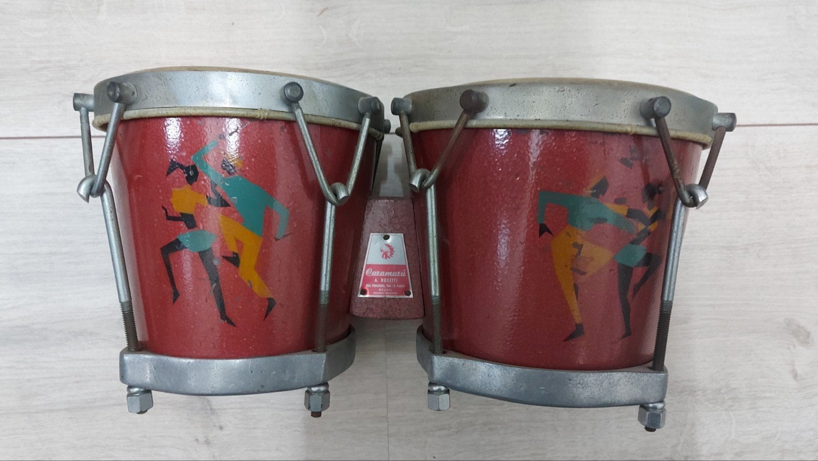 Vintage Bongo's - Rode Dansers Design - Opknapper, Muziek en Instrumenten, Ophalen of Verzenden, Gebruikt, Trommel