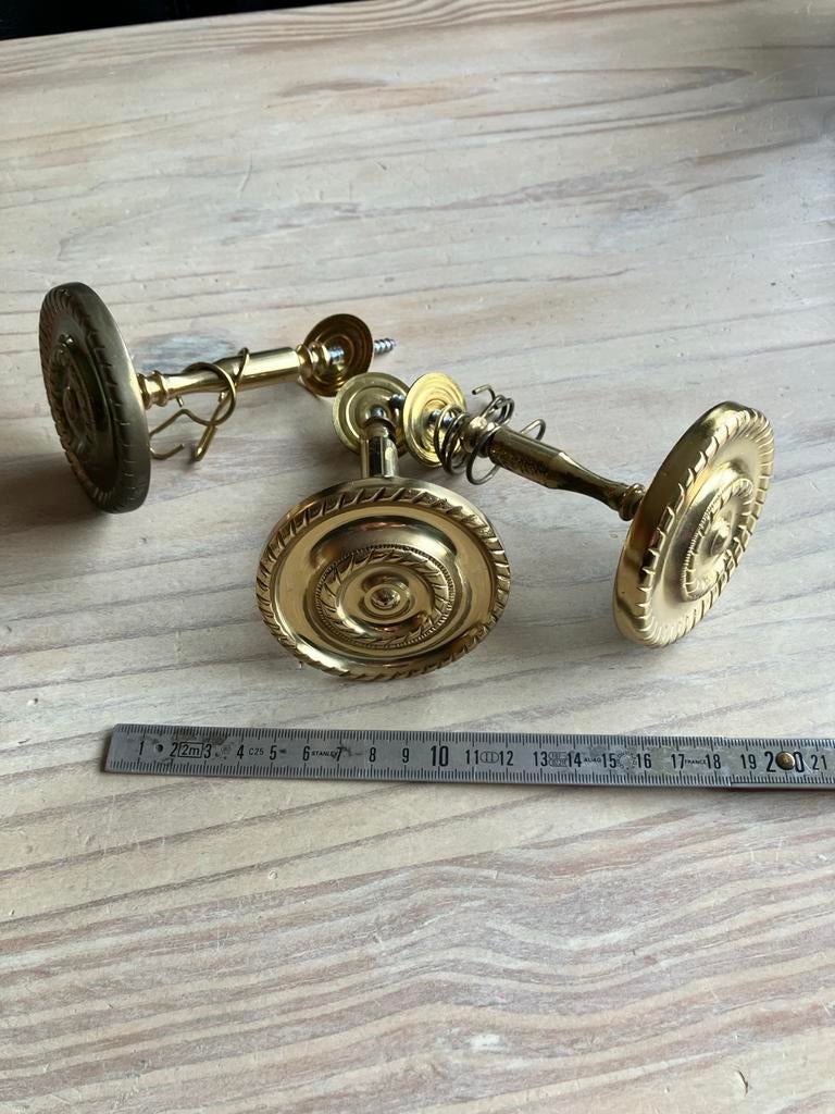 Messing rozetten voor gordijn(band) - In goede staat 8 stuks, Ophalen of Verzenden, Gebruikt