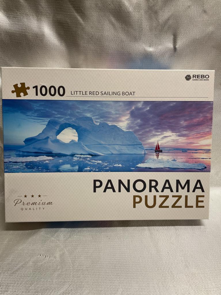 Panorama Puzzel 1000 Stukjes - Rode Zeilboot IJskap, Hobby en Vrije tijd, Denksport en Puzzels, Ophalen, 500 t/m 1500 stukjes
