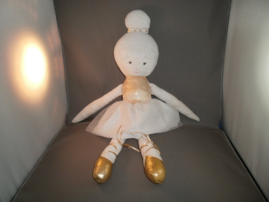 zeeman ballerina pop/meisje met petticoat wit/goud 49 cm, Overige typen, Ophalen of Verzenden, Zo goed als nieuw, Middelgroot (20 tot 80 cm)