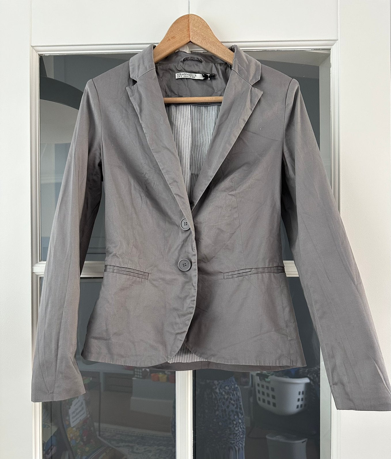 Grijze blazer Stradivarius maat S, Ophalen of Verzenden, Zo goed als nieuw, Jasje, Maat 36 (S)