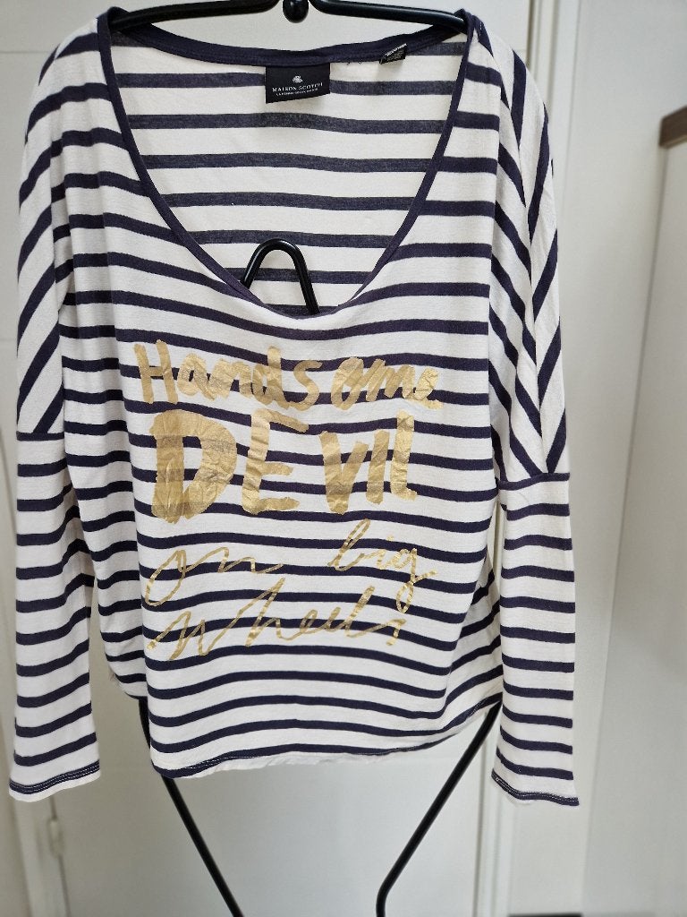 Maison Scotch gestreept t-shirt, maat L, Kleding | Dames, T-shirts, Blauw, Maat 42/44 (L), Zo goed als nieuw, Lange mouw