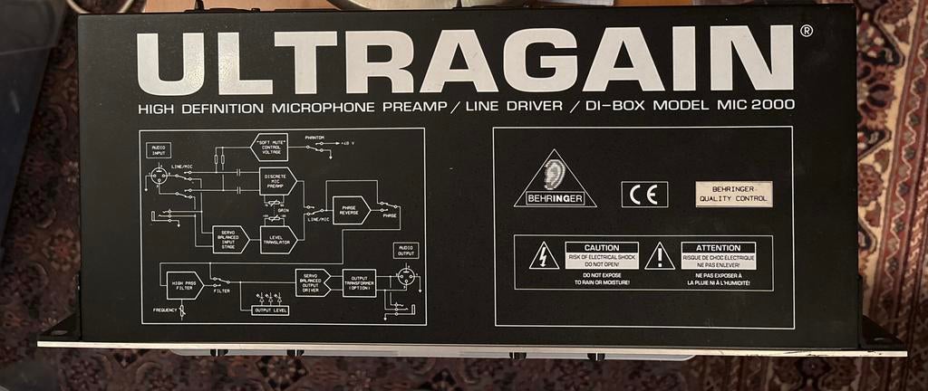 Behringer Ultragain MIC2000 Microfoon Voorversterker, Ophalen of Verzenden, Gebruikt, Studiomicrofoon