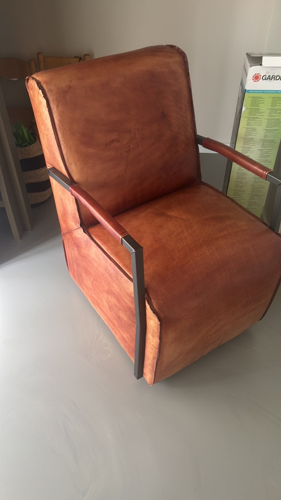 Echte buffelo leer fauteu stoelen set 2 stus, Huis en Inrichting, Ophalen of Verzenden, Zo goed als nieuw, 50 tot 75 cm, Leer