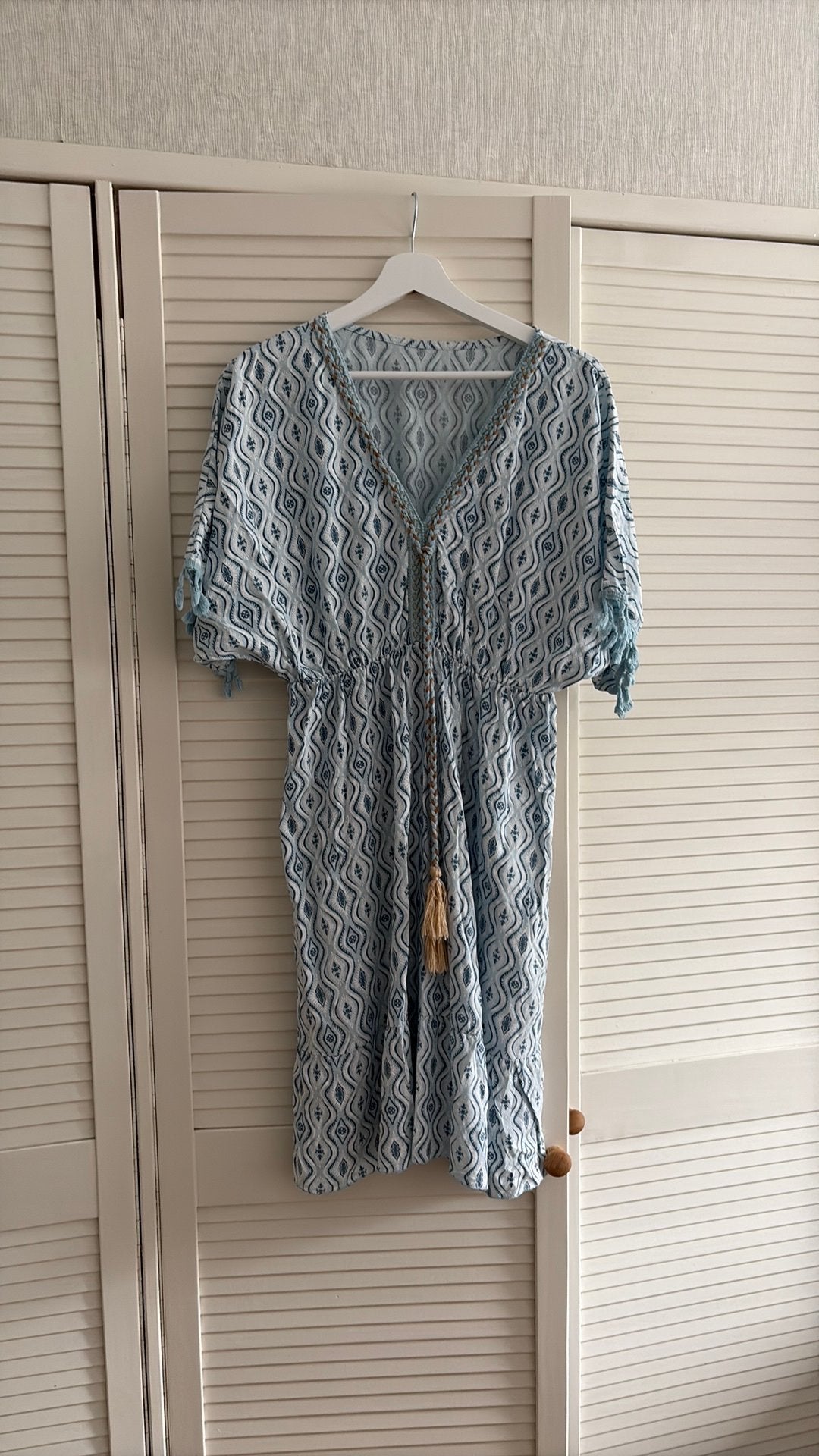 Bohemian style zomer jurk. One size, Maat 38/40 (M), Blauw, Ophalen of Verzenden, Zo goed als nieuw