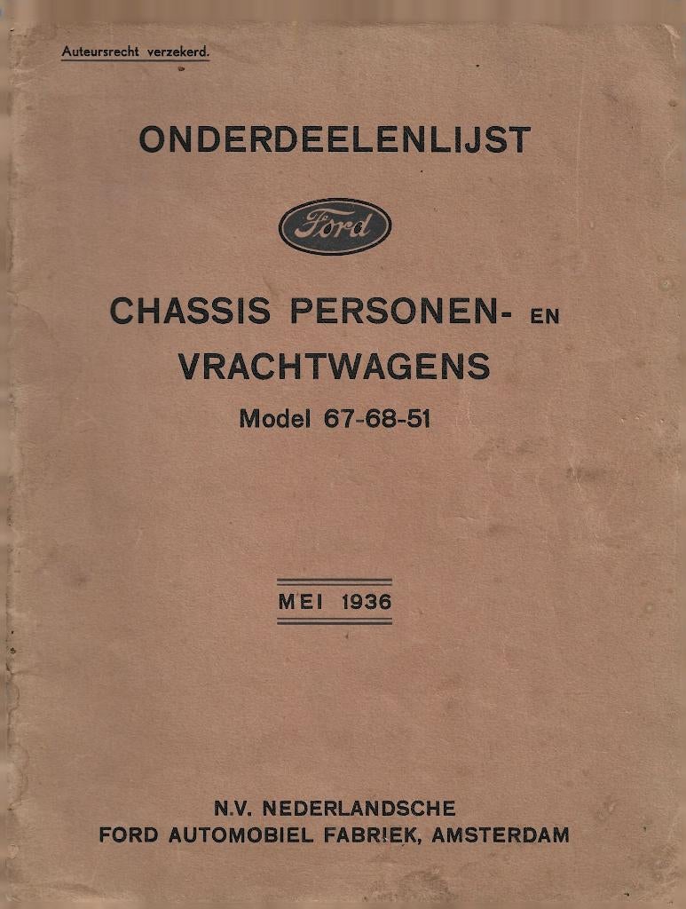 Ford 1936 chassis auto vrachtwagen onderdelenboek (A1428), Ophalen of Verzenden