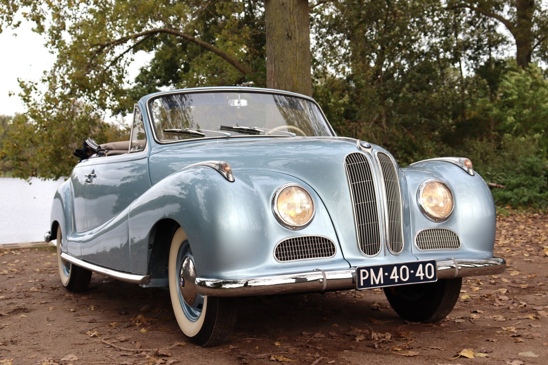 BMW 501-6 BAUR Cabriolet 6 Cilinder (bj 1955), Auto's, Cabriolet, Blauw, Leder, Bedrijf