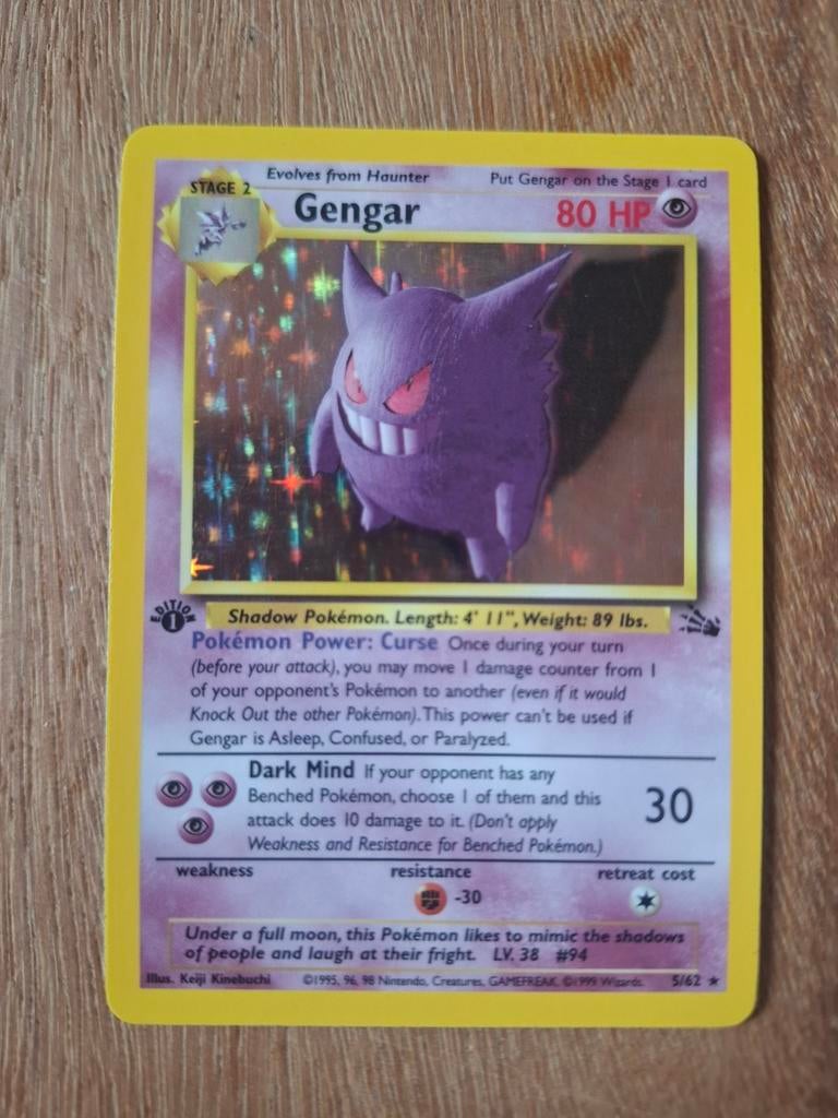 Gengar Holo Pokémon Kaart, Ophalen of Verzenden, Gebruikt, Losse kaart, Foil