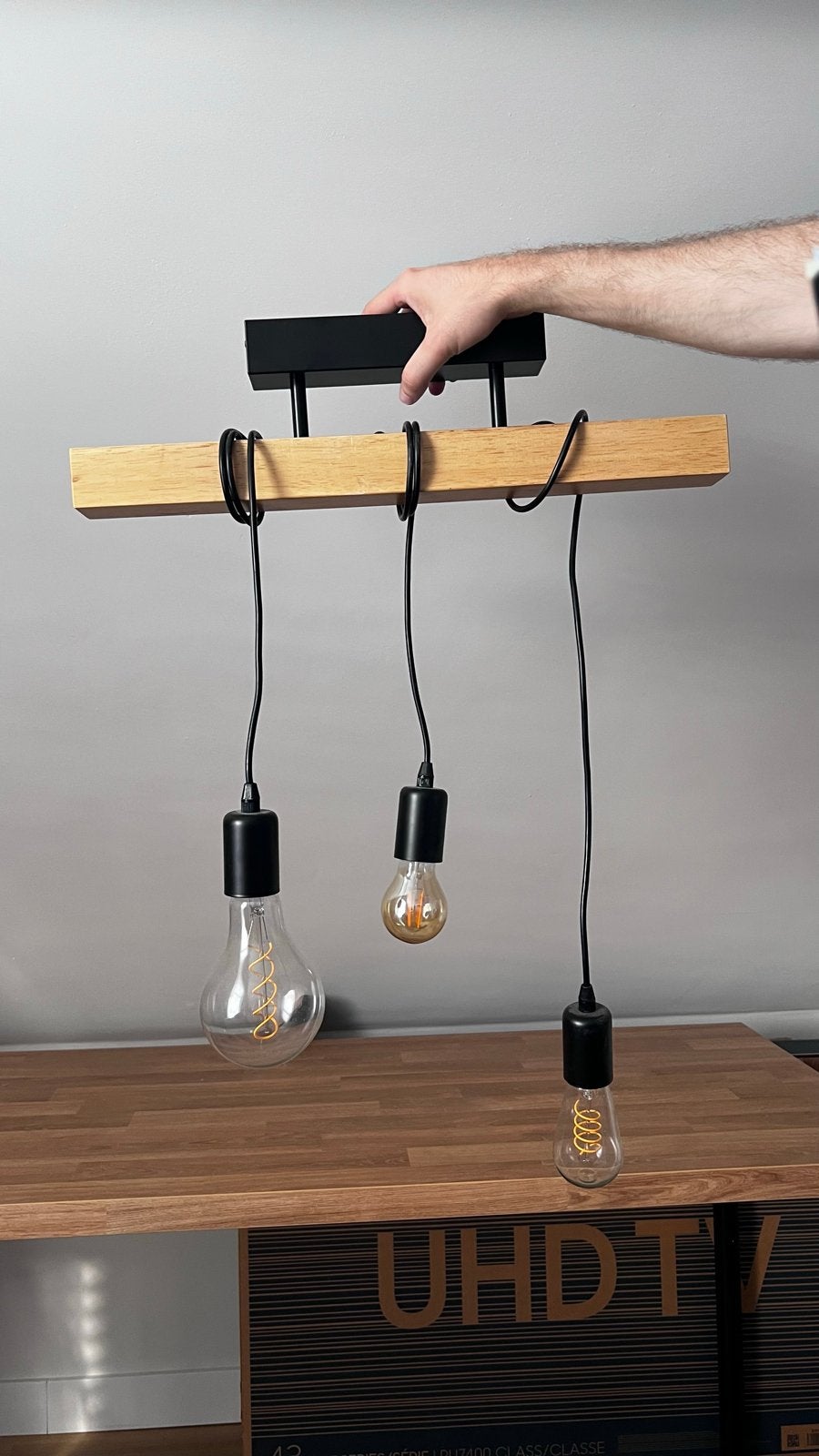 EGLO Townshend Plafondlamp - E27  Zwart/Bruin - Hou, Ophalen, Nieuw, Hout, E27 (groot)