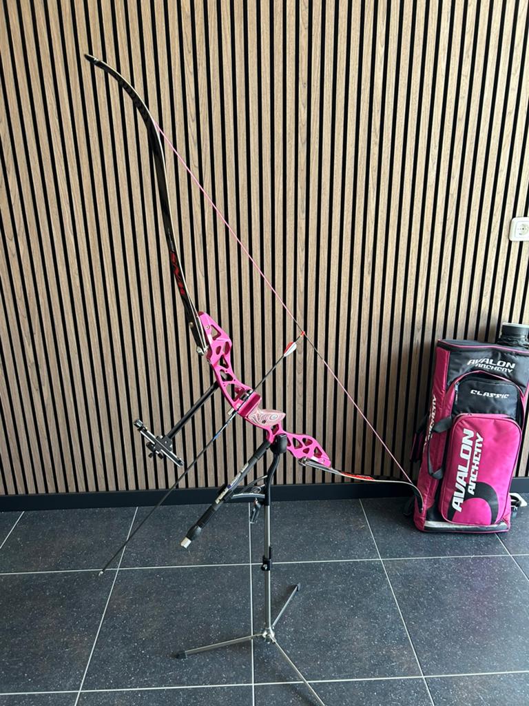Prachtige roze aluminium handboog set, Ophalen, Zo goed als nieuw