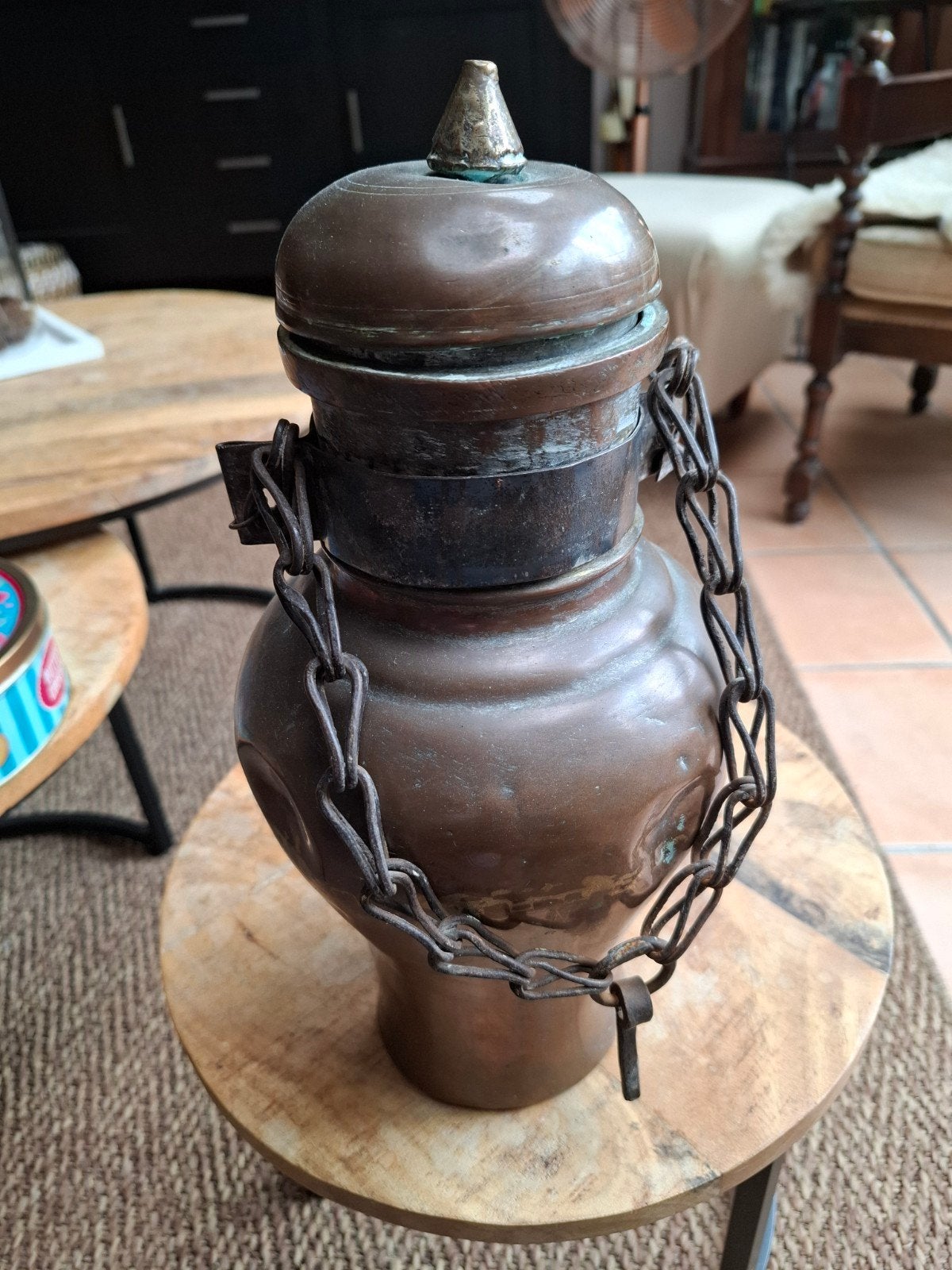 Antieke Koperen Veldfles Arabisch met Inscripties 37 cm, Antiek en Kunst, Antiek | Koper en Brons, Ophalen of Verzenden