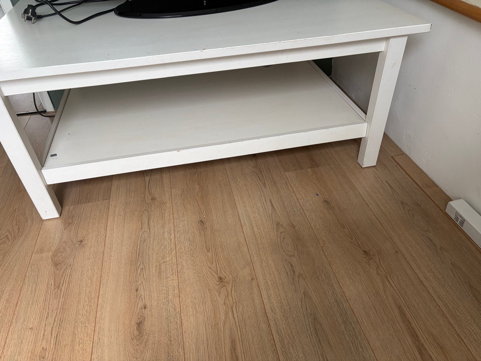 Witte salontafel met opbergplank, Ophalen, Gebruikt, 100 tot 150 cm, 50 tot 100 cm