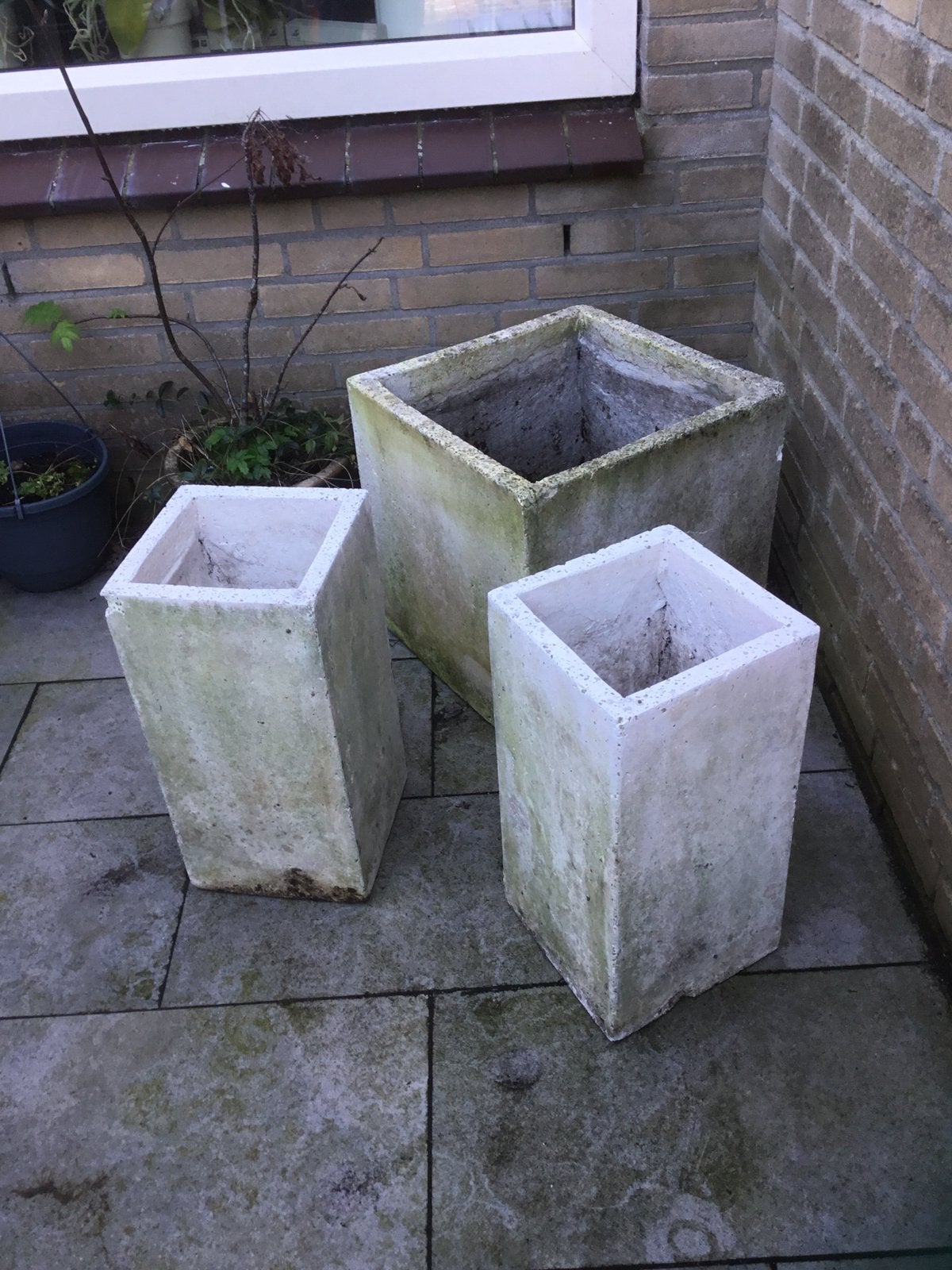 3 plantenbakken, Tuin en Terras, Ophalen, Gebruikt, Vierkant, Beton