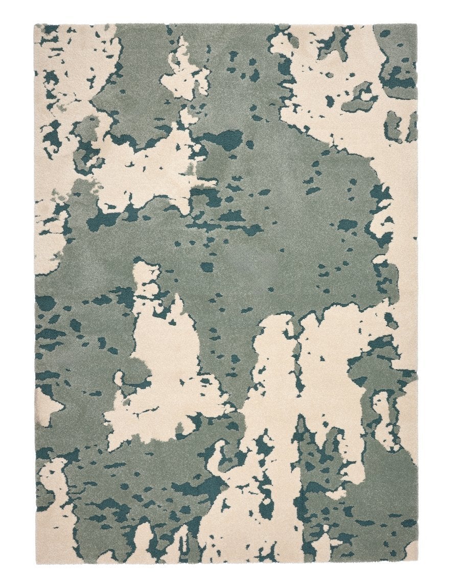 Modern Vloerkleed met Abstract Patroon - Groen/Crème, Ophalen, 100 tot 150 cm, Zo goed als nieuw, 150 tot 200 cm
