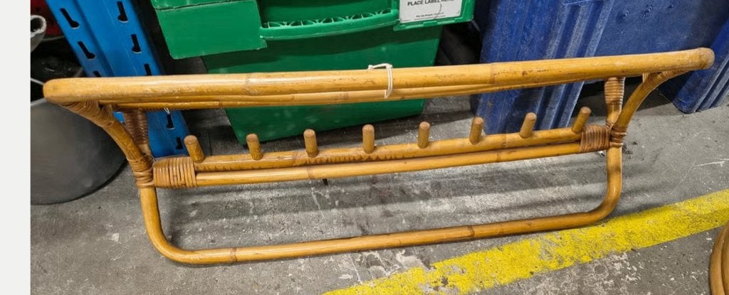 Rotan wandkapstok - kapstok met hoedenplank, Overige materialen, Gebruikt, ., .